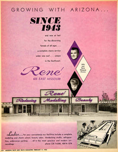 1962 Ad Rene Reducing Modeling Beauty Weisland John Doris Ladies Facility XGSC4