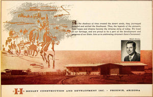 1962 Ad Henley Construction Development Phoenix Ralph Pioneers Wagon Train XGSC4