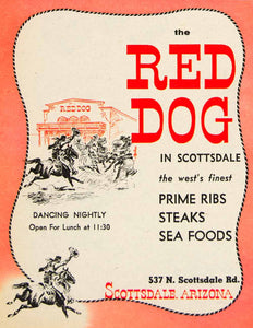 1962 Ad Red Dog Scottsdale Dining Dancing Prime Rib Steak Sea Food Cowboy XGSC4