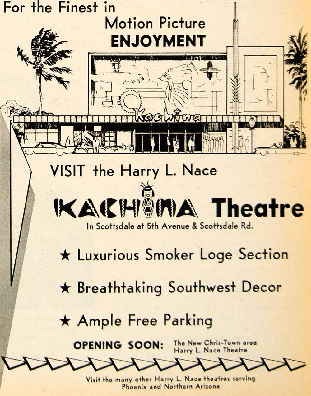 1962 Ad Kachina Theatre Motion Picture Entertainment Scottsdale Nace Harry XGSC4