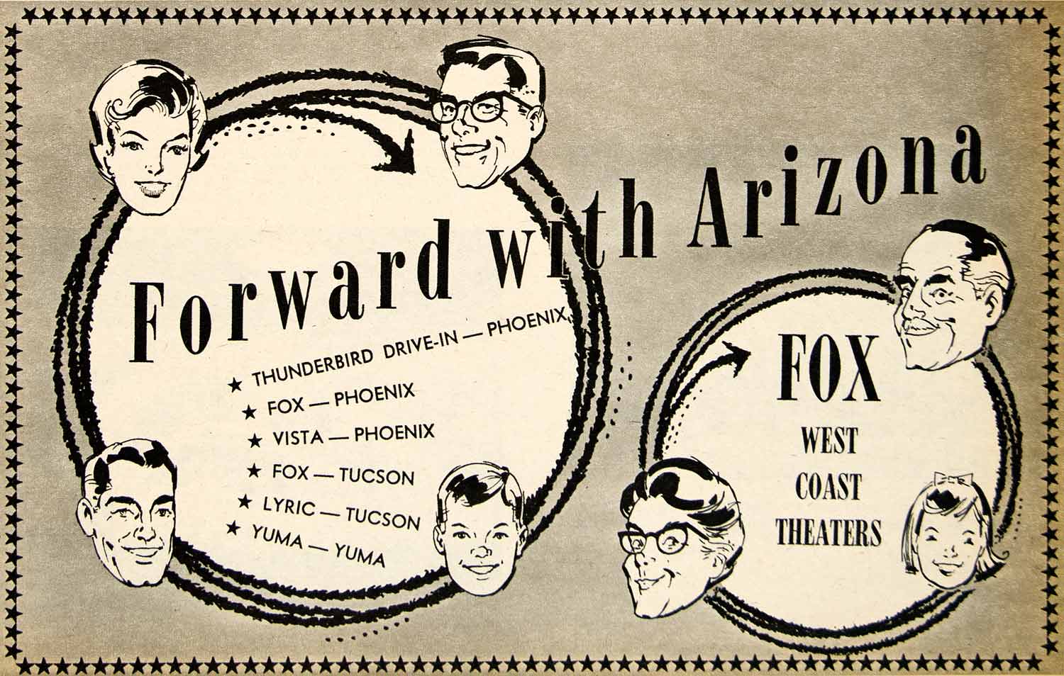 1962 Ad Fox Theaters Arizona Thunderbird Vista Lyric Yuma Tucson Phoenix XGSC4