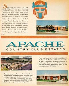 1962 Ad Apache Country Club Estates Community Paradise Mesa Scottsdale XGSC4