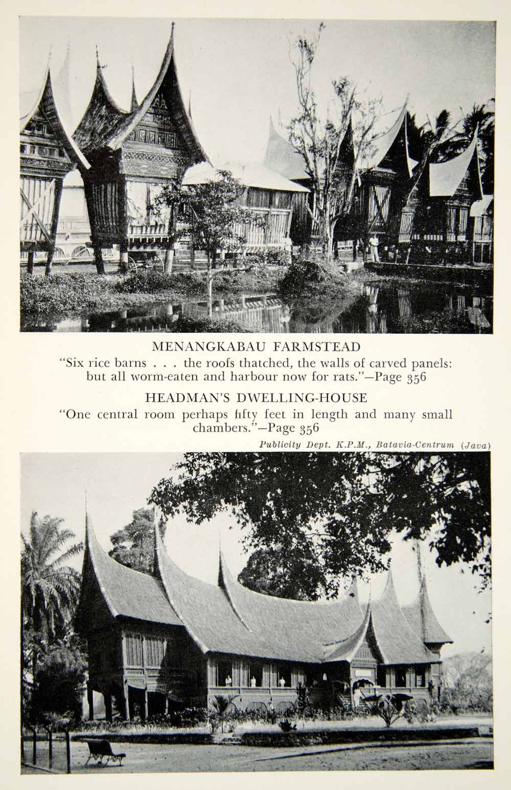 1945 Print Menangkabau Farmstead Headman Dwelling House Sumatra Indonesia XGSC6
