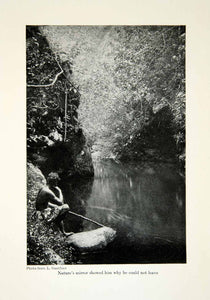 1923 Print Portrait Man Polynesian River Landscape Forest Scenery Lake XGSC8