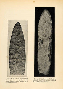 1910 Print Knife Porphyry Quartzite Sebago Maine Albany Georgia Prehistoric XGT1