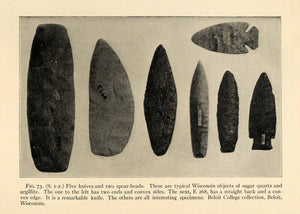 1910 Print Knives Spearheads Prehistoric Beloit College Wisconsin XGT1
