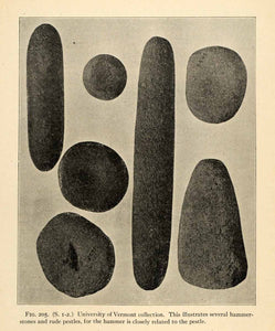 1910 Print Hammer-stone Pestle Archeology Artifact University Vermont XGT1