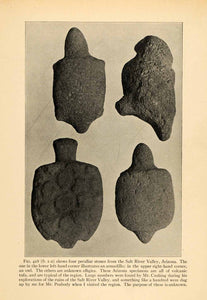1910 Print Stone Owl Armadillo Animal Effigy Archeology Artifact Stone Age XGT1
