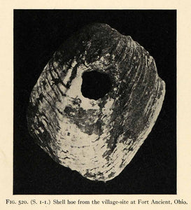 1910 Print Shell Hoe Fort Ancient Ohio Native American Indian Artifact ...