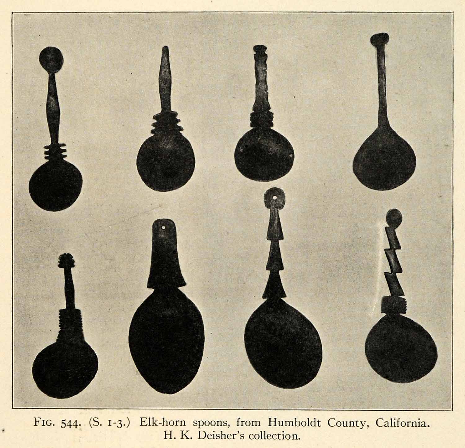 1910 Print Elk Horn Spoons Humboldt California Deisher Native American Tool XGT1