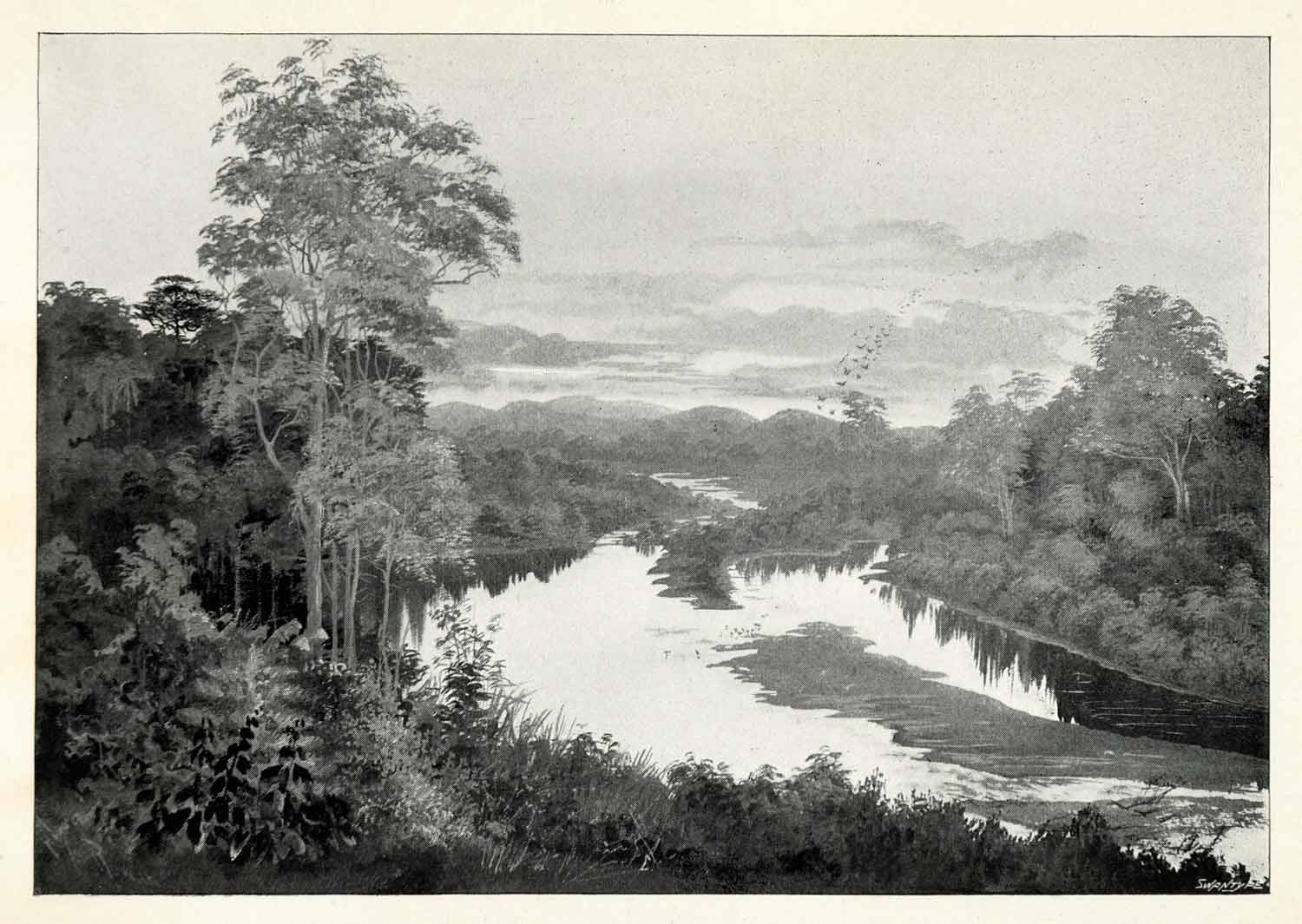 1898 Print Rocks Pioneer River Mackay Queensland Australia Vegetation Hills XGT5