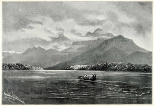 1898 Print Herbert River Floods Mountains Climate Rowboat Men Clouds XGT5