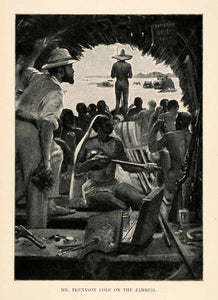 1902 Print Tennyson Cole Africa Zambezi Hippopotamus Gun Painter Lute Nude XGT6