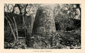 1902 Print Cone Tower Zimbabwe Mozambique Ruins Ancient Kingdom Africa XGT6