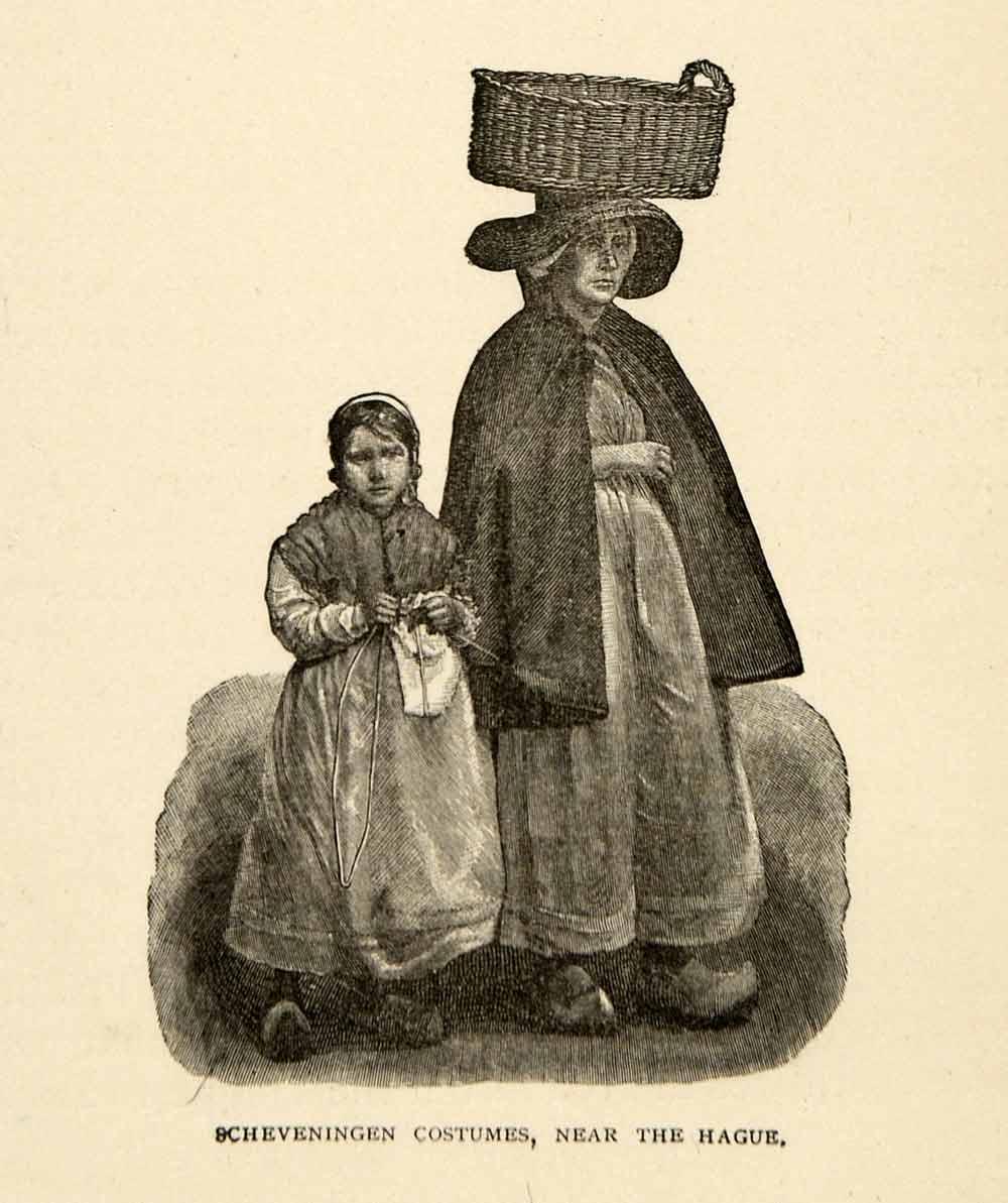 1882 Halftone Scheveningen Costumes Hague South Holland Netherlands XGT9