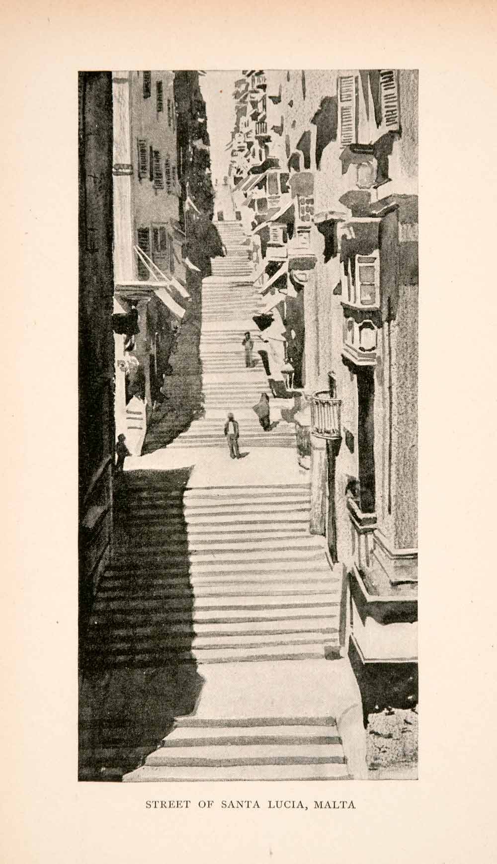 1903 Halftone Print Mediterranean Santa Lucia Lucija Malta Street Island XGTA1