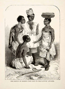 1884 Wood Engraving Samuel White Baker Africa Costume Jewelry Tribe Native XGTA6