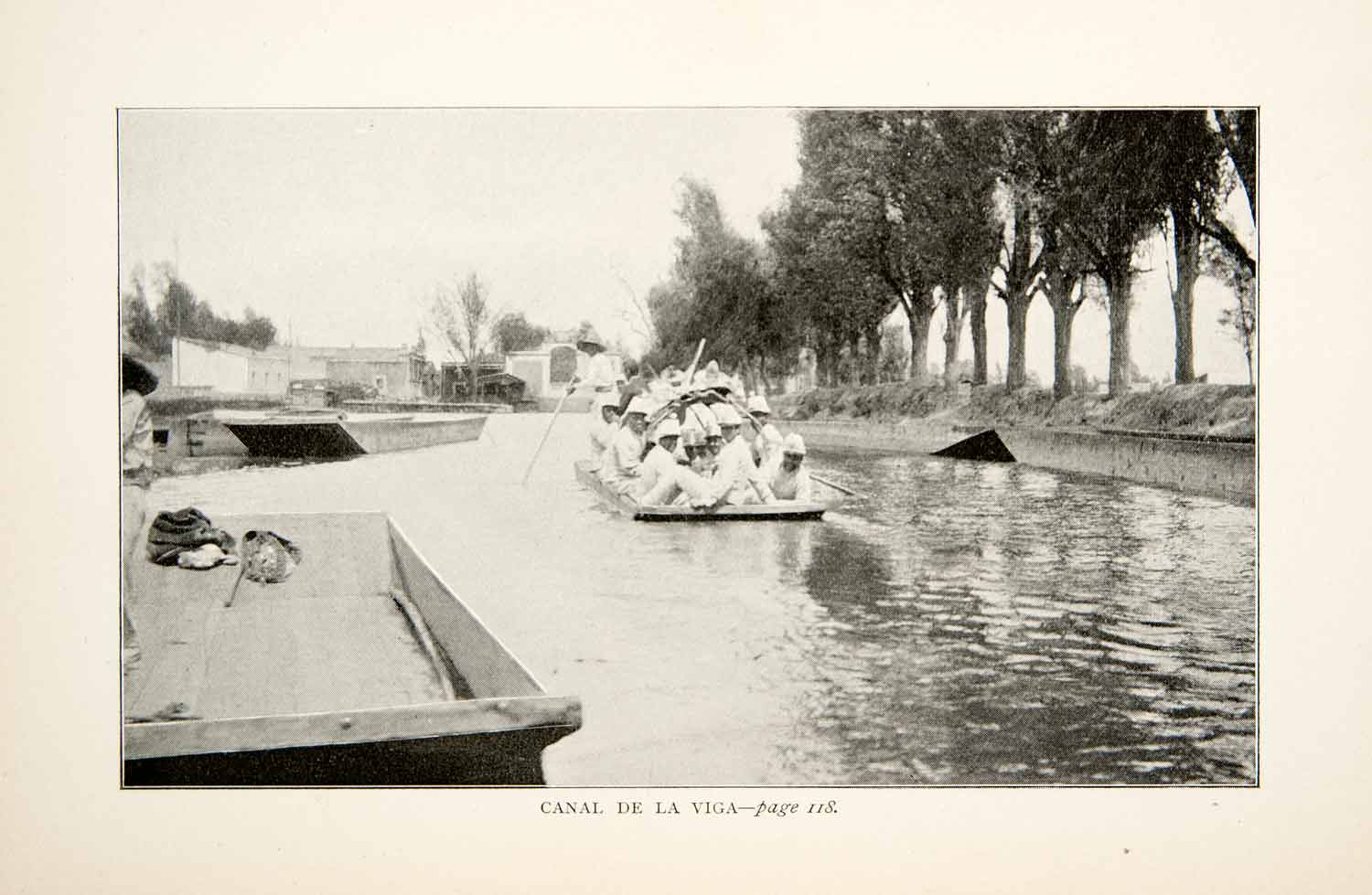 1899 Print Canal De La Viga Mexico City Paddle Boat Dock Shores Transport XGTB2