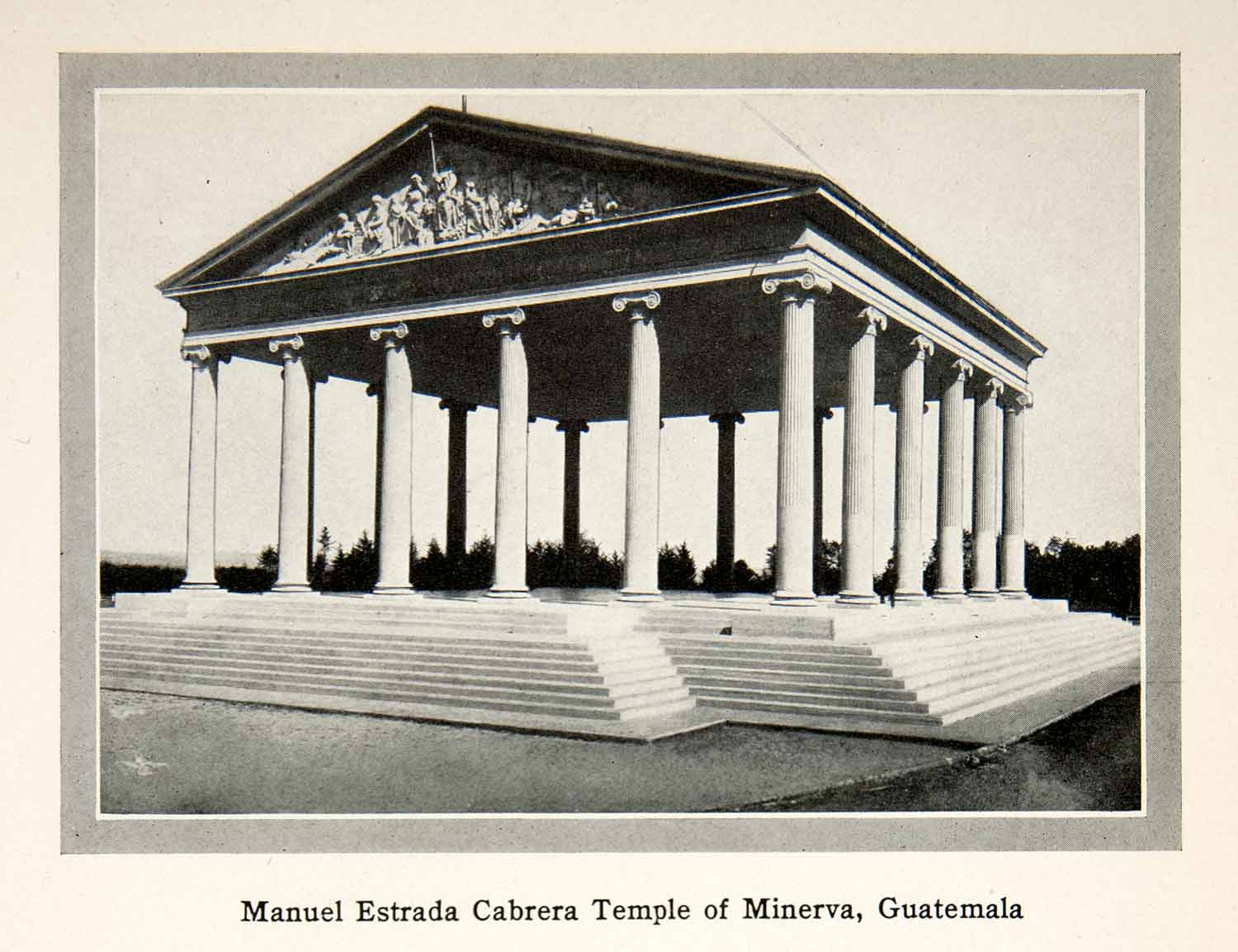 1913 Print Manuel Estrada Cabrera Temple Minerva Guatemala Neoclassical XGTB3