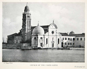 1907 Print Church San Michele Venice Italy Cemetery Island Belfry Bell XGTB4