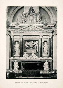 1902 Print Tomb Montmorency Mounlins France Sculpture Convent Church XGTB5