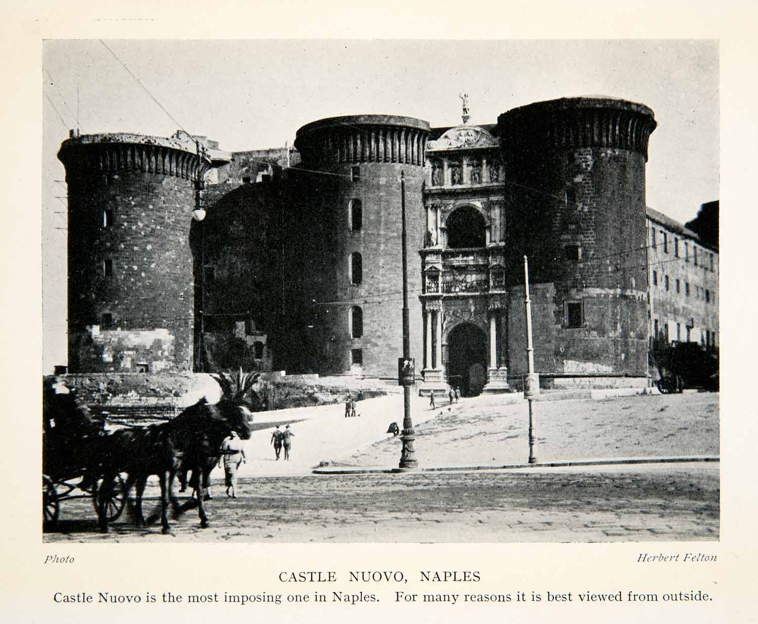1928 Print Castle Nuovo Naples Italy Maschio Angioino Medieval XGTB6