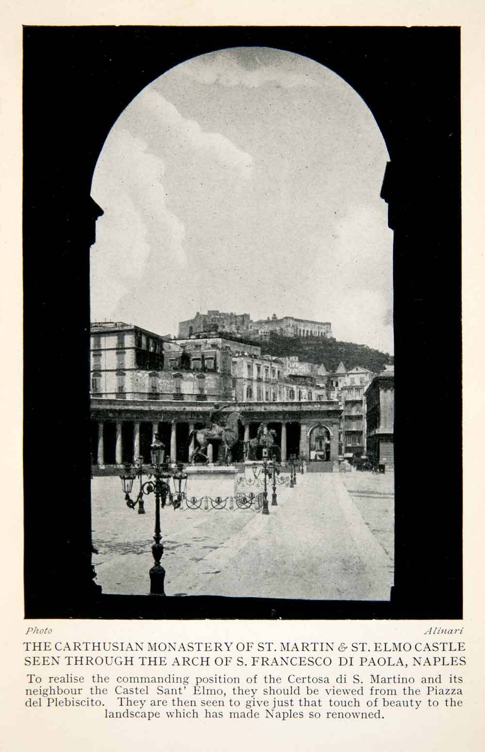 1928 Print St. Martin Monastery Elmo Castle Arch San Francesco Di Paola XGTB6