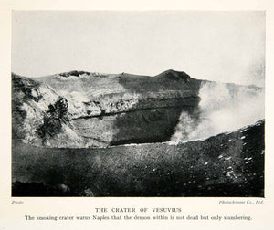1928 Print Crater Mount Vesuvius Europe Italy Stratovolcano Naples Geology XGTB6