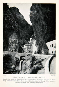 1928 Print Grotto San Cristoforo Amalfi Italy Ravine Bridge Naples XGTB6