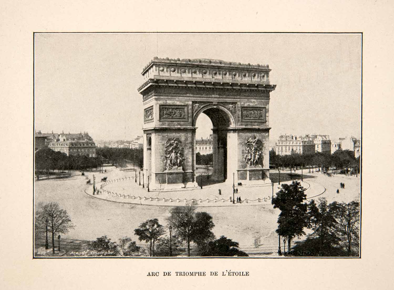 1900 Print Arc De Triomphe Paris France Architecture Place Charles De XGTB9