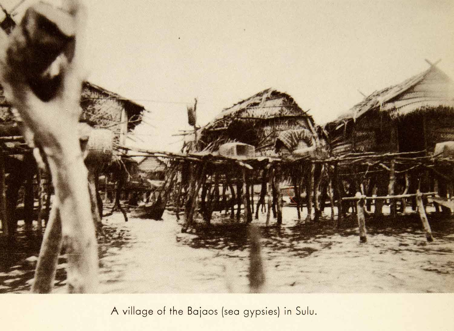 1941 Print Village Bajaos Sulu Archipelago Philippine Islands Huts Ocean XGTC3