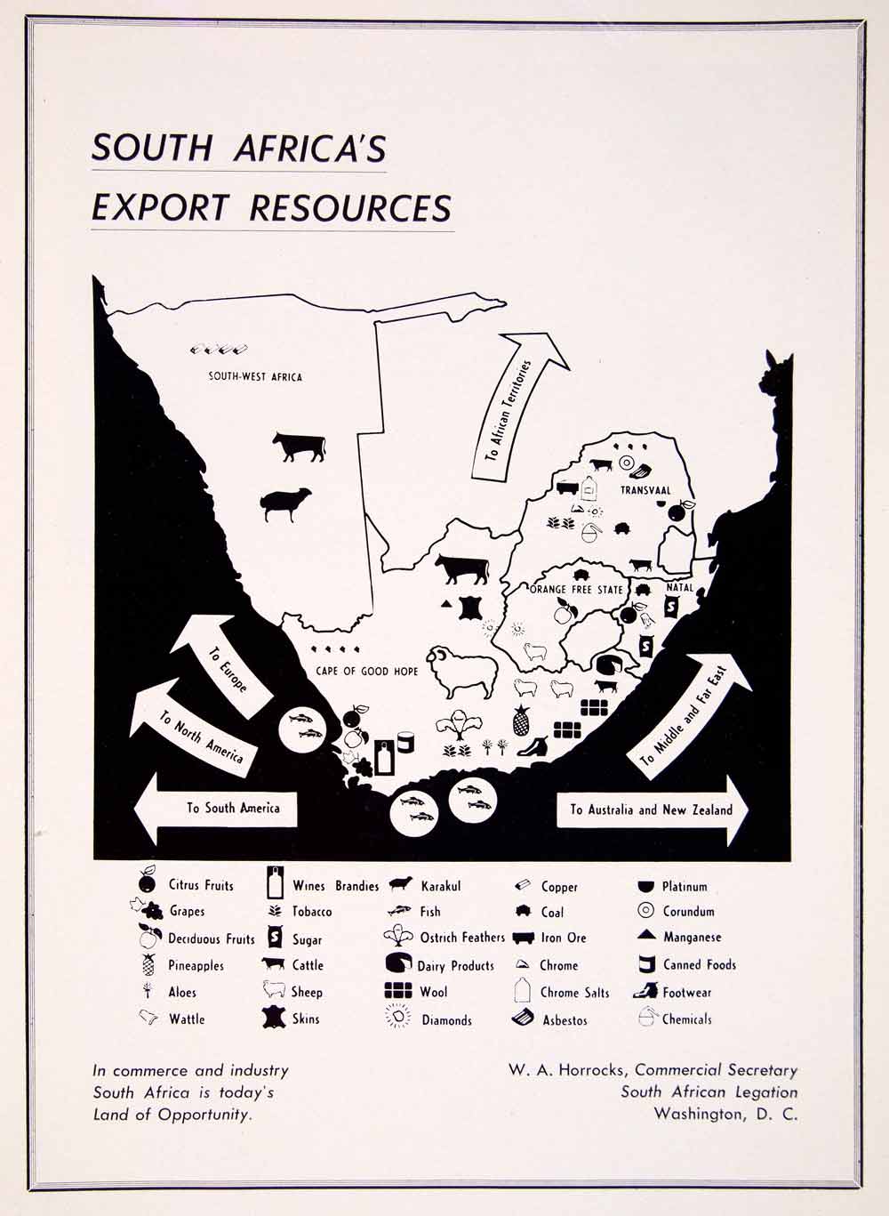 1948 Print South Africa Export Resources Industry W. A. Horrocks Commerce XGTC7
