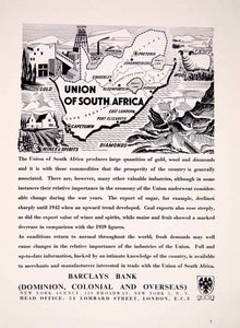 1948 Ad Union South Africa Exports Barclay Bank New York Cape Town XGTC7