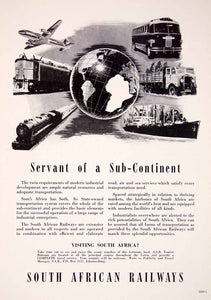 1948 Ad South African Railways Servant Subcontinent Train Plane Automobile XGTC7