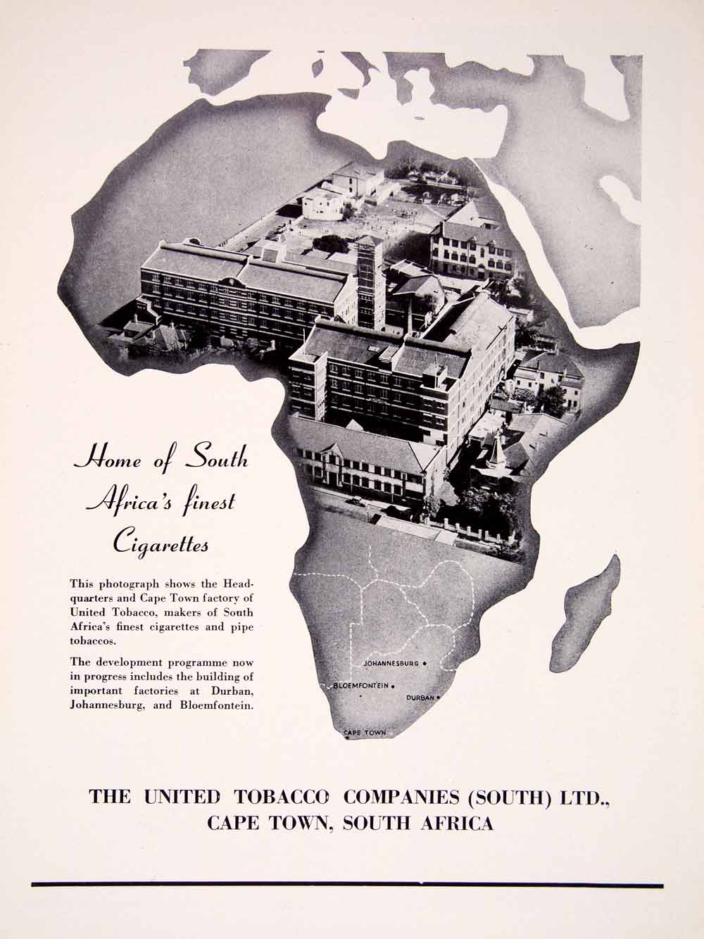 1948 Ad United Tobacco Companies Cape Town South Africa Cigarettes Durban XGTC7