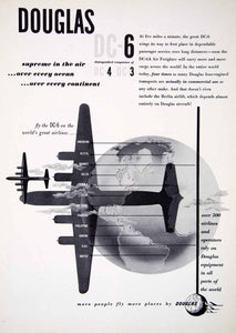 1949 Ad Douglas DC-6 American Aviation Airplane Aircraft Freighter Braniff XGTC8