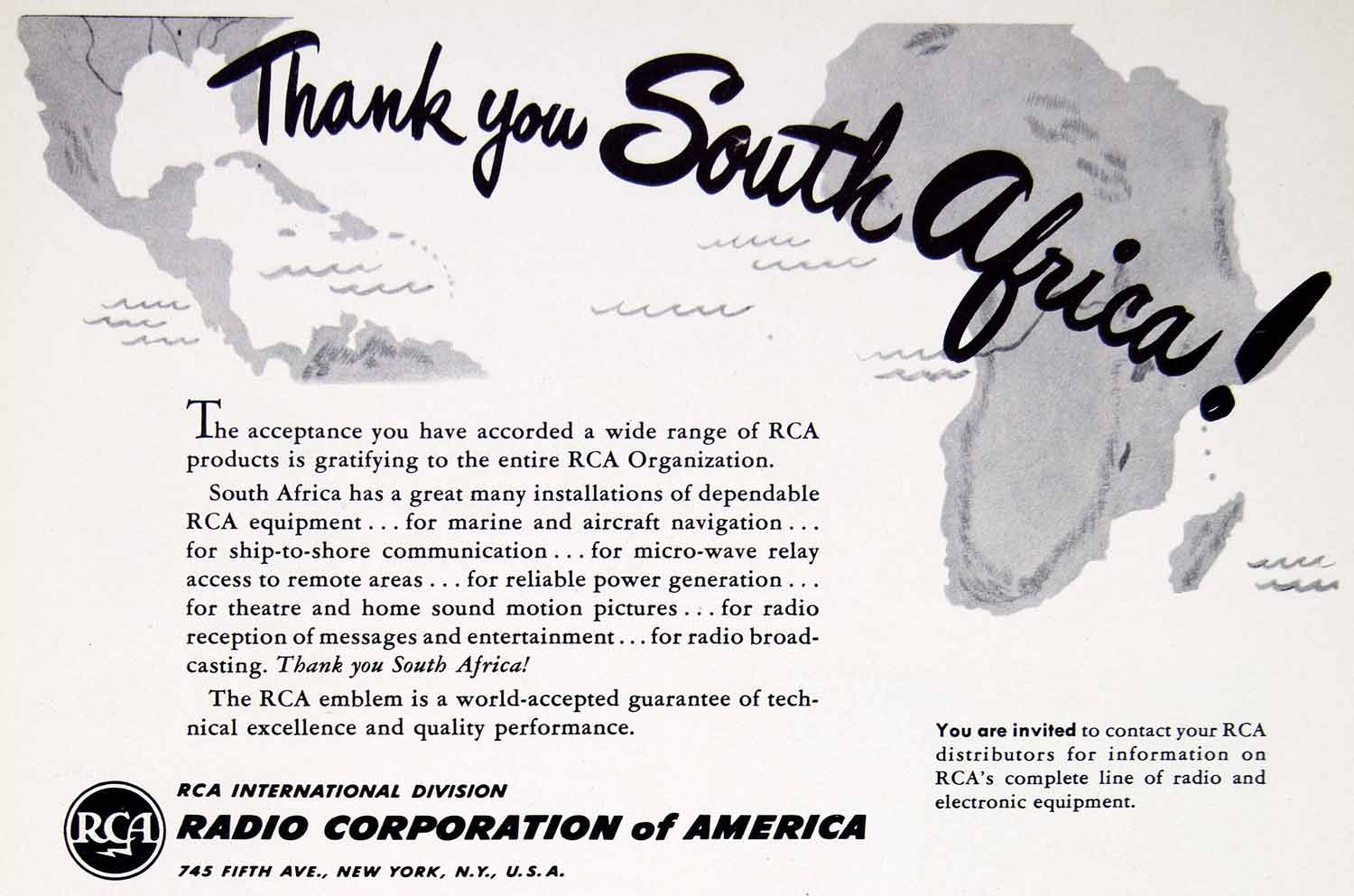 1949 Ad Radio Corporation America RCA Marine Aircraft Communication Power XGTC8