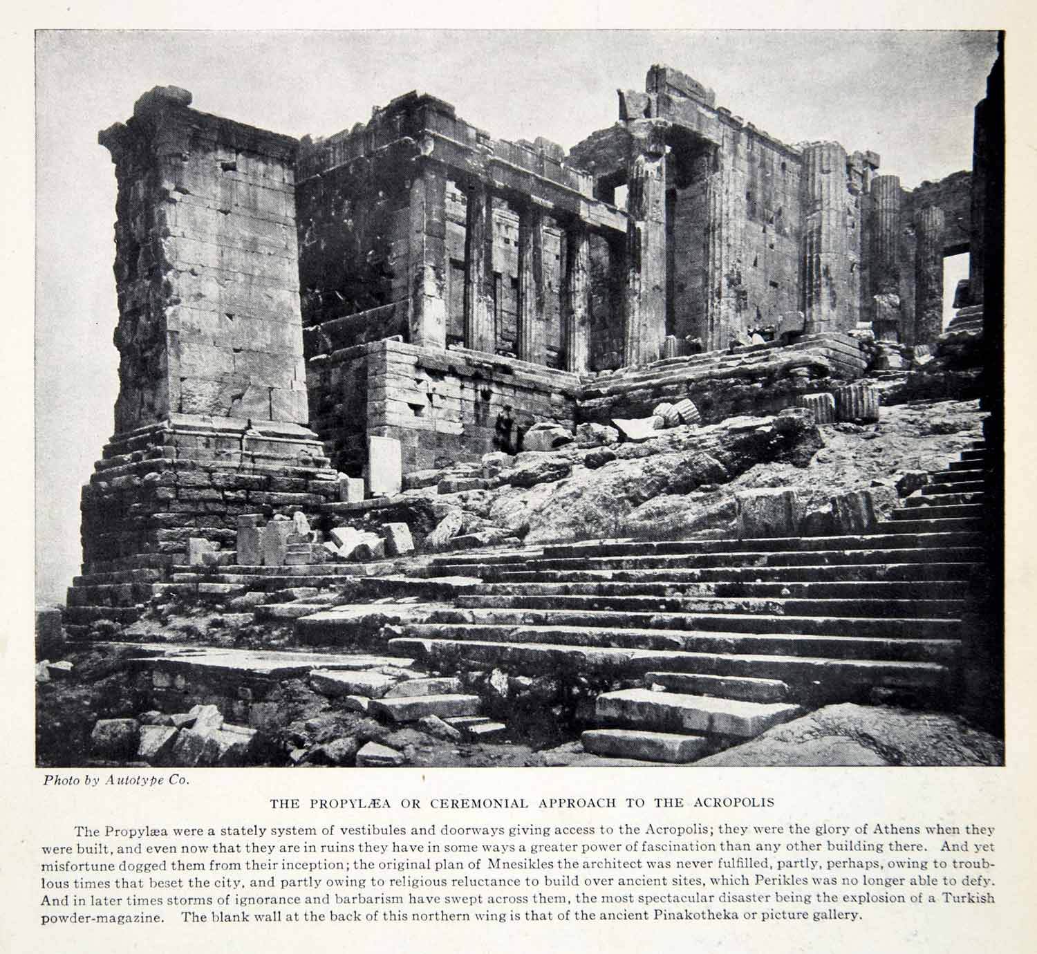 1924 Print Propylaea Ceremonial Approach Acropolis Athens Greece XGTC9