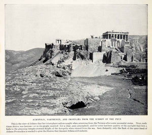 1924 Print Acropolis Parthenon Proplaea Summit Pnyx Athens Greece Attica XGTC9
