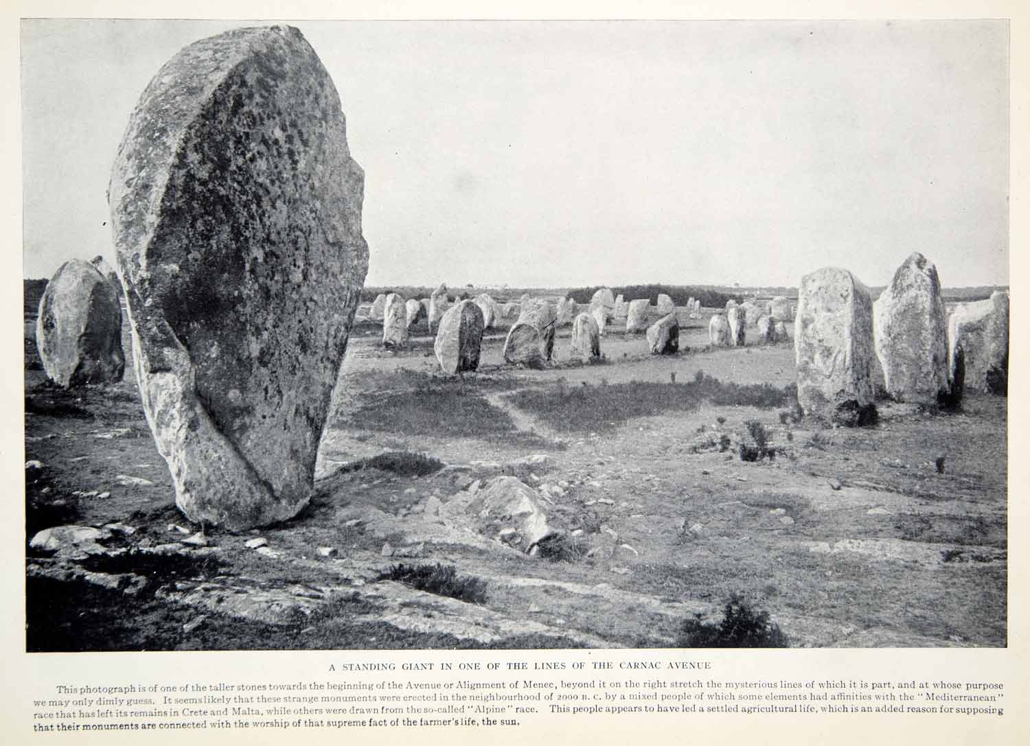 1924 Print Carnac Avenue Stone Alignment Menec Crete Malta Megalithic XGTC9