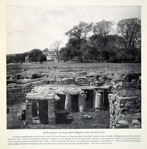 1924 Print Romans Cilurnum Heating System Hypocaustal Archeological XGTC9