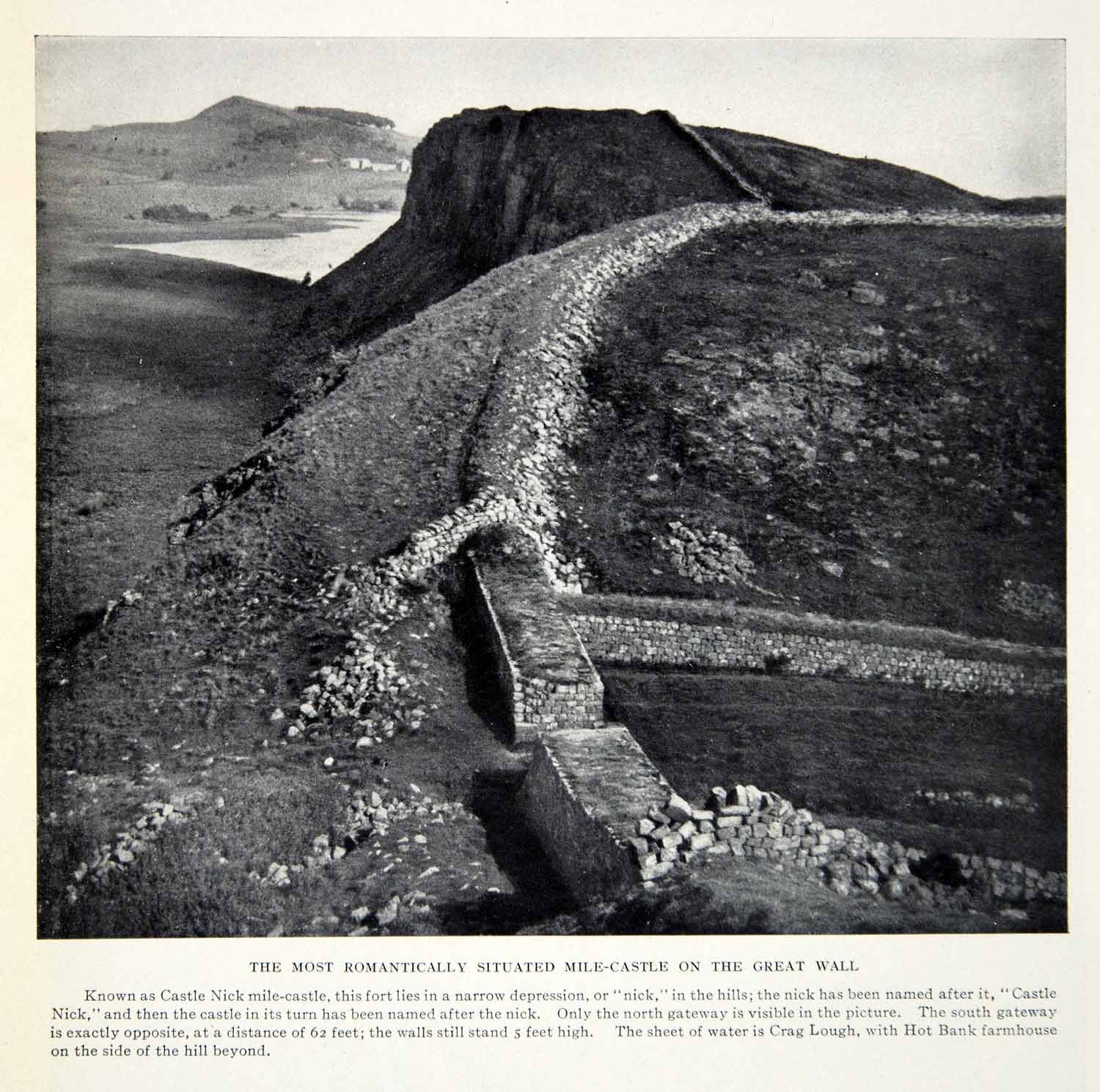 1924 Print Mile-Castle Great Wall Nick Fort North Gateway Crag Lough Hot XGTC9