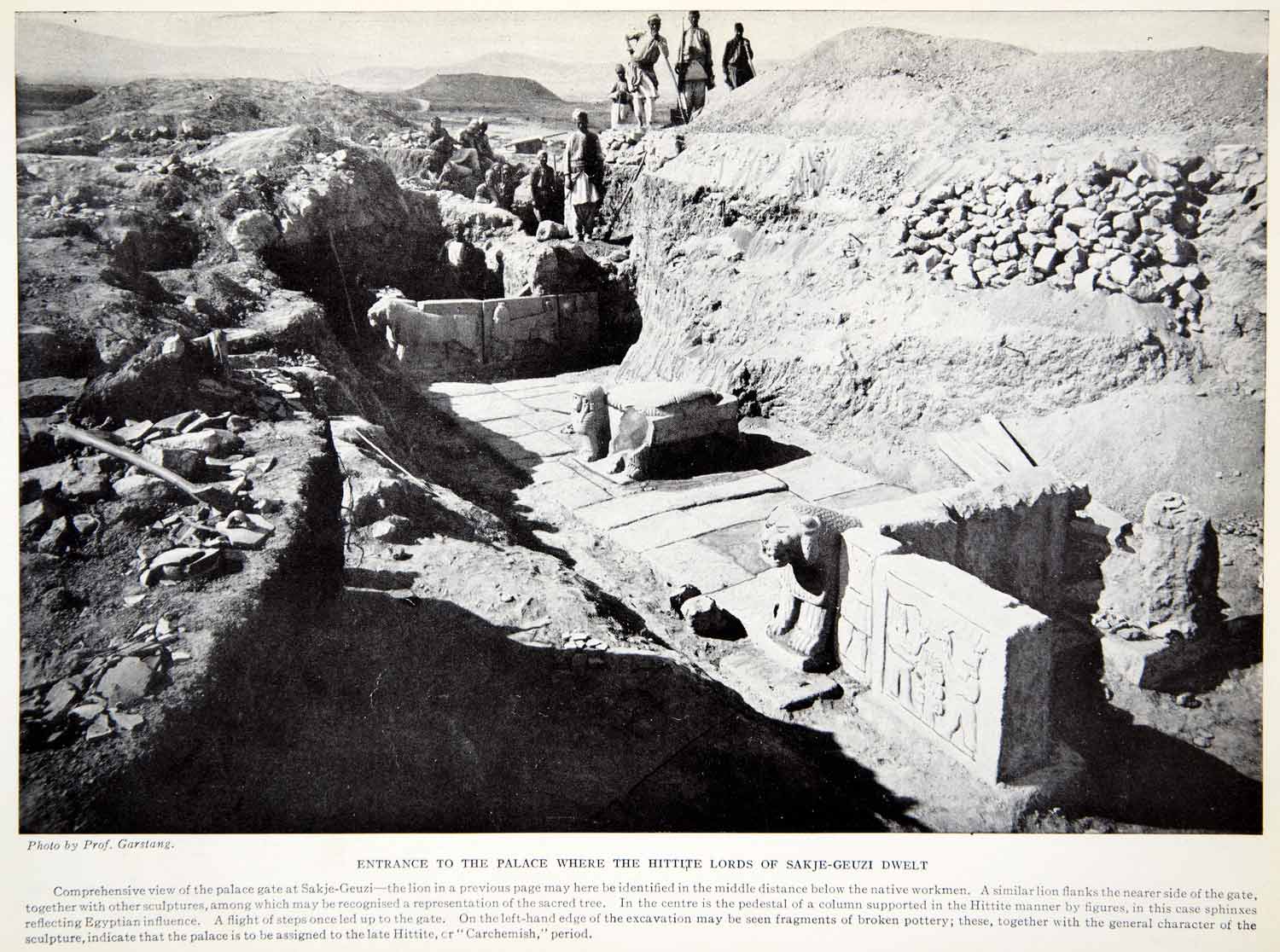 1924 Print Palace Gate Sakje Geuzi Lion Sculpture Garstang Hittite XGTC9