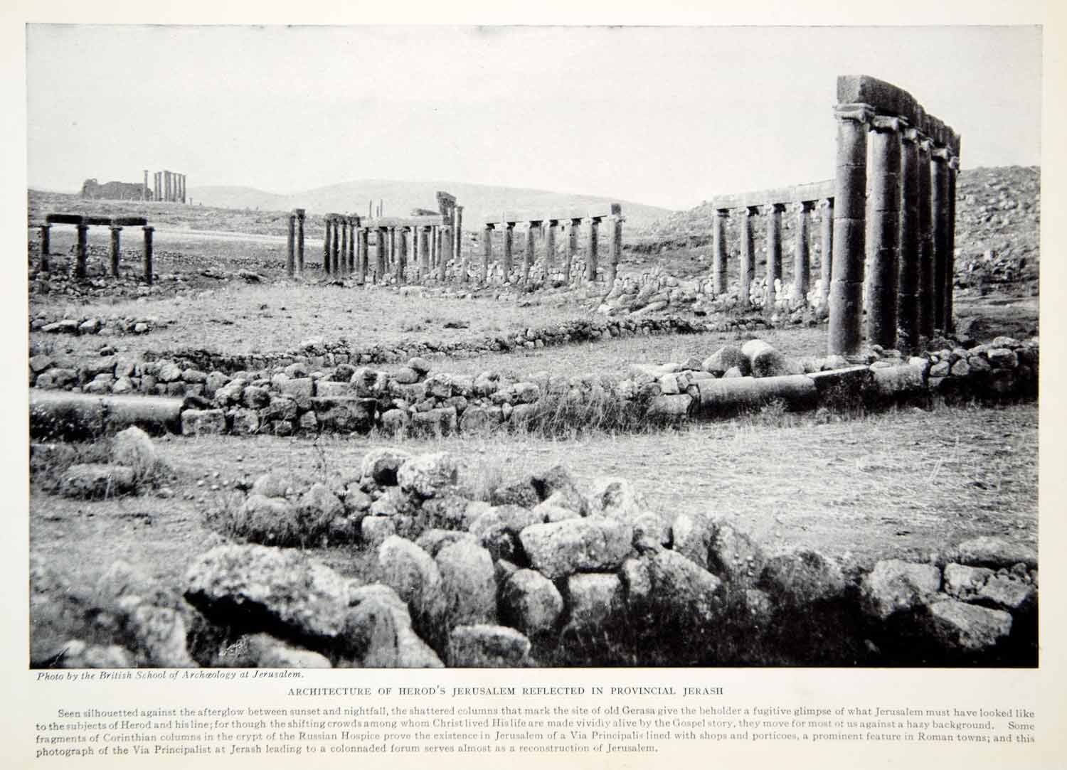 1924 Print Gerasa Jerusalem Via Principalist Jerash Corinthian Columns XGTC9