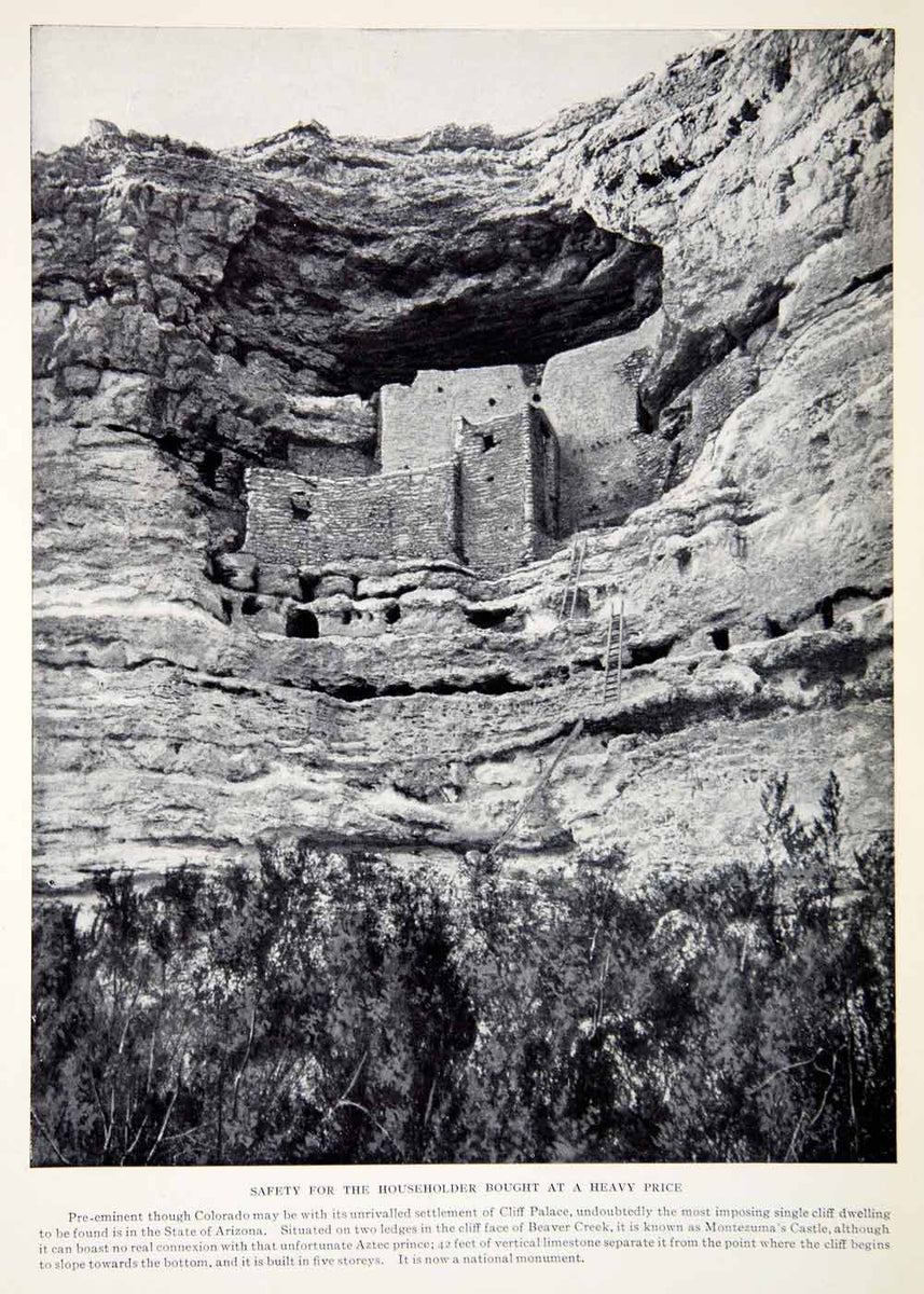 1924 Print Arizona Beaver Creek Montezuma's Castle Aztec Prince Cliff ...
