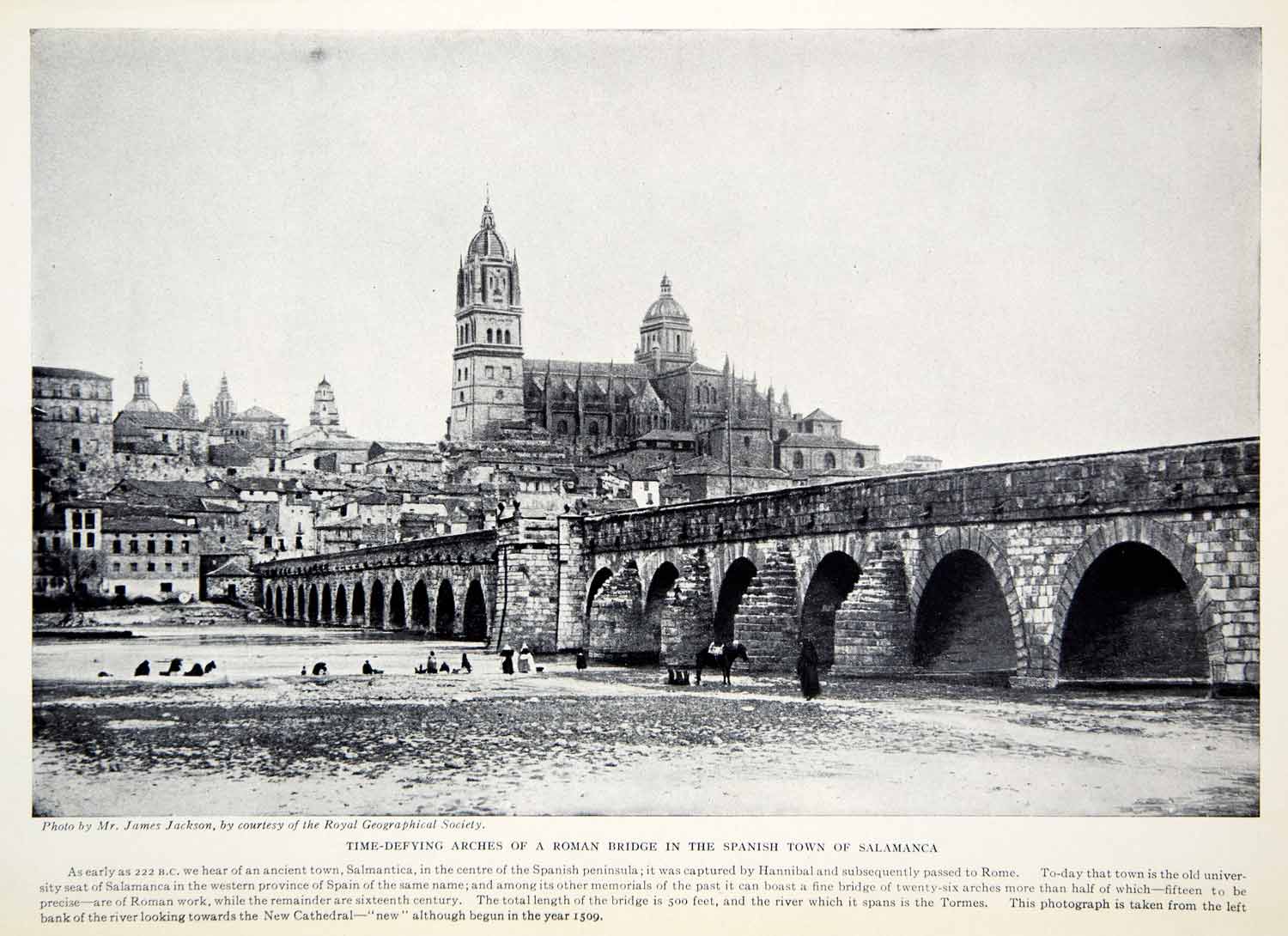 1924 Print Bridge Arches Salamanca Spain Hanibal Tormes Cathedral Jackson XGTC9