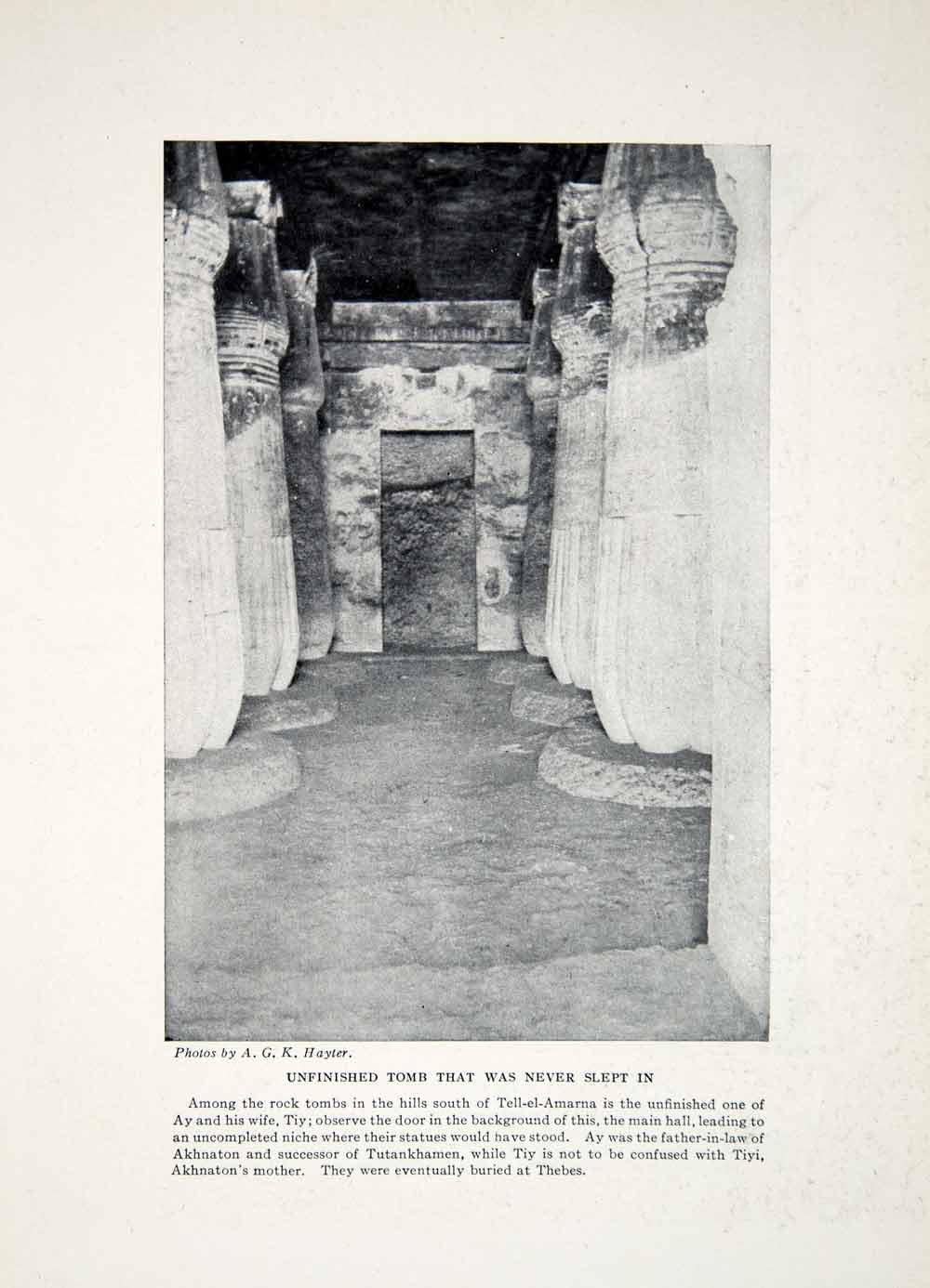 1924 Print Hayter A G K Tomb Ay Tiy Tell-el-Amarna Tutankhamen Akhnaton XGTC9