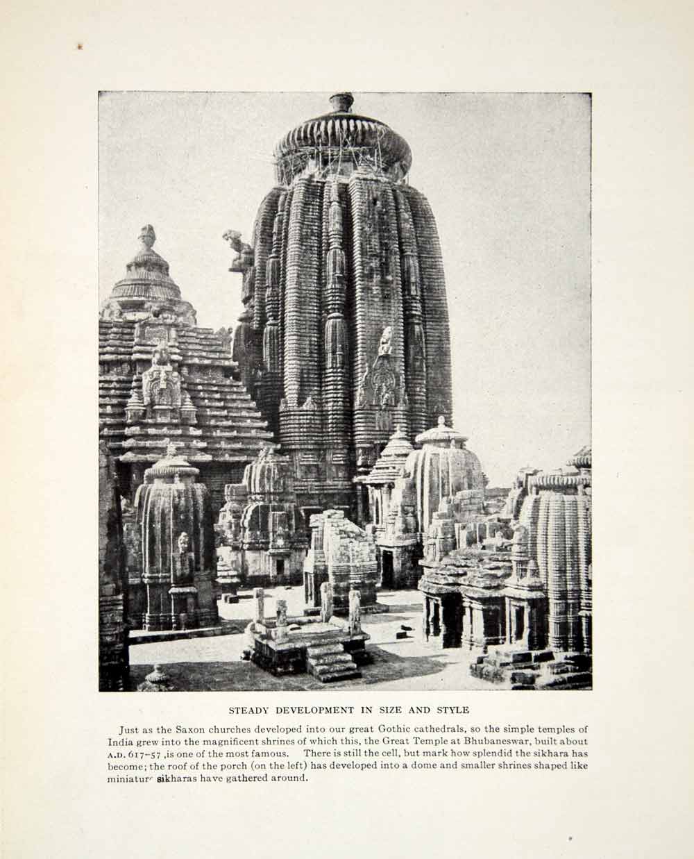 1924 Print Temple India Shrine Gret Bhubaneswar Sikhara Saxon Gothic Cell XGTC9