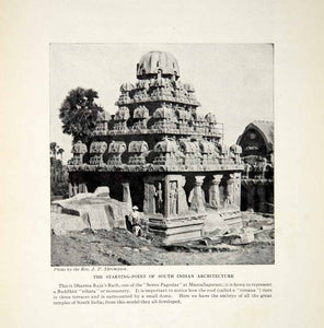 1924 Print Shrimpton Rev J P Dharma Raja's Rath Mamallapuram Vihara XGTC9