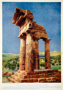 1924 Color Print Doric Columns Temple Castor Pollux Girgenti Cavallari M XGTC9